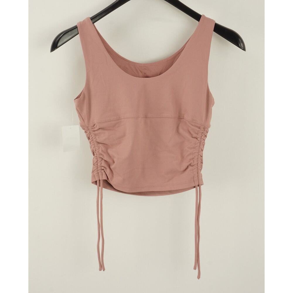 NWT - Love Tree Ruched Scrunched Side Tie Mauve Pink Scoop Crop Top Size: L